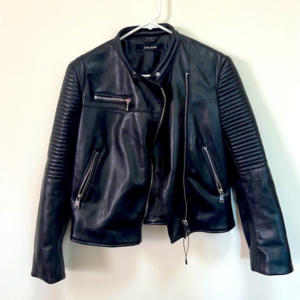Zara basic faux leather jacket